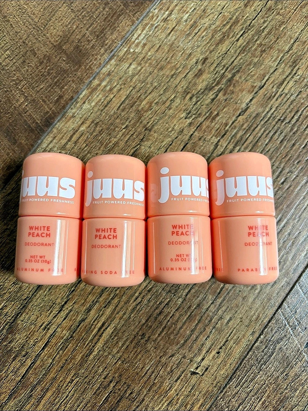 Juus White Peach Aluminum Free Paraben Free Mini Travel Size Deodorant 4-Pack NW